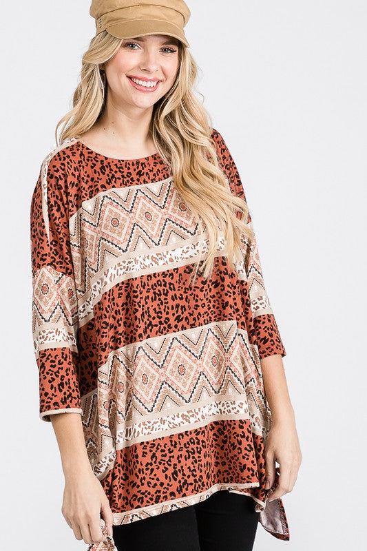 TRIBAL PRINT OVERSIZE TOP