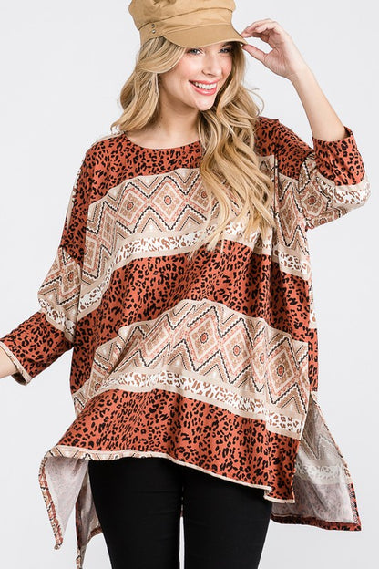 TRIBAL PRINT OVERSIZE TOP