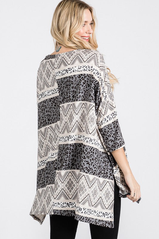 TRIBAL PRINT OVERSIZE TOP