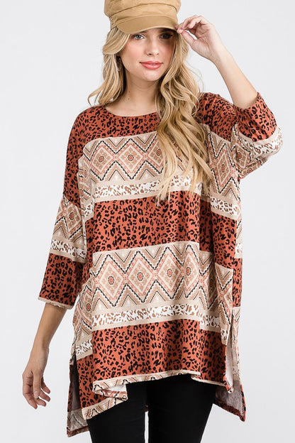 TRIBAL PRINT OVERSIZE TOP