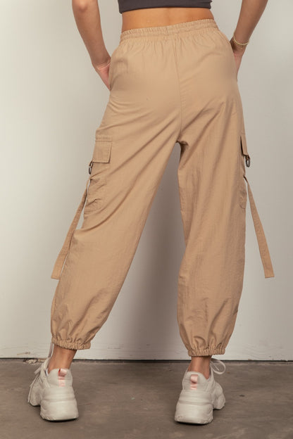 Elastic Waist Woven Cargo Pants