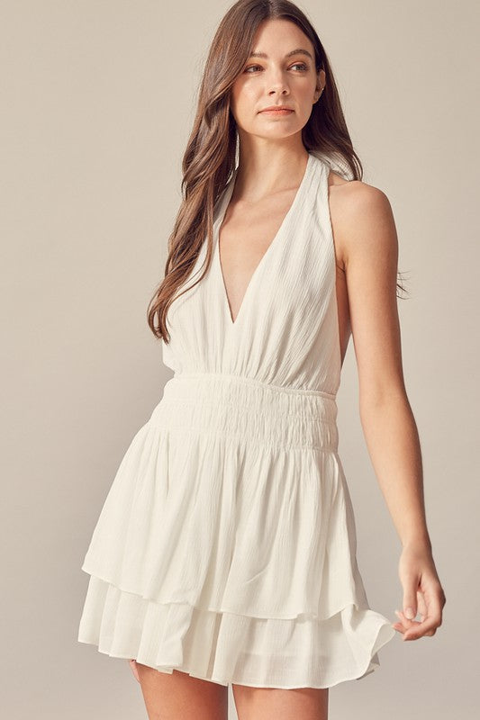 HALTER NECK ROMPER DRESS