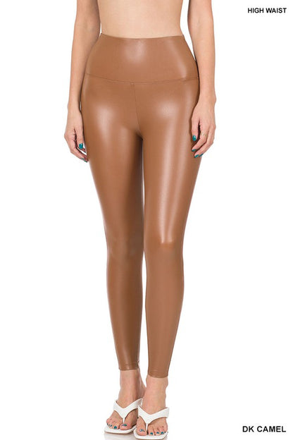 HIGH RISE FAUX LEATHER LEGGINGS