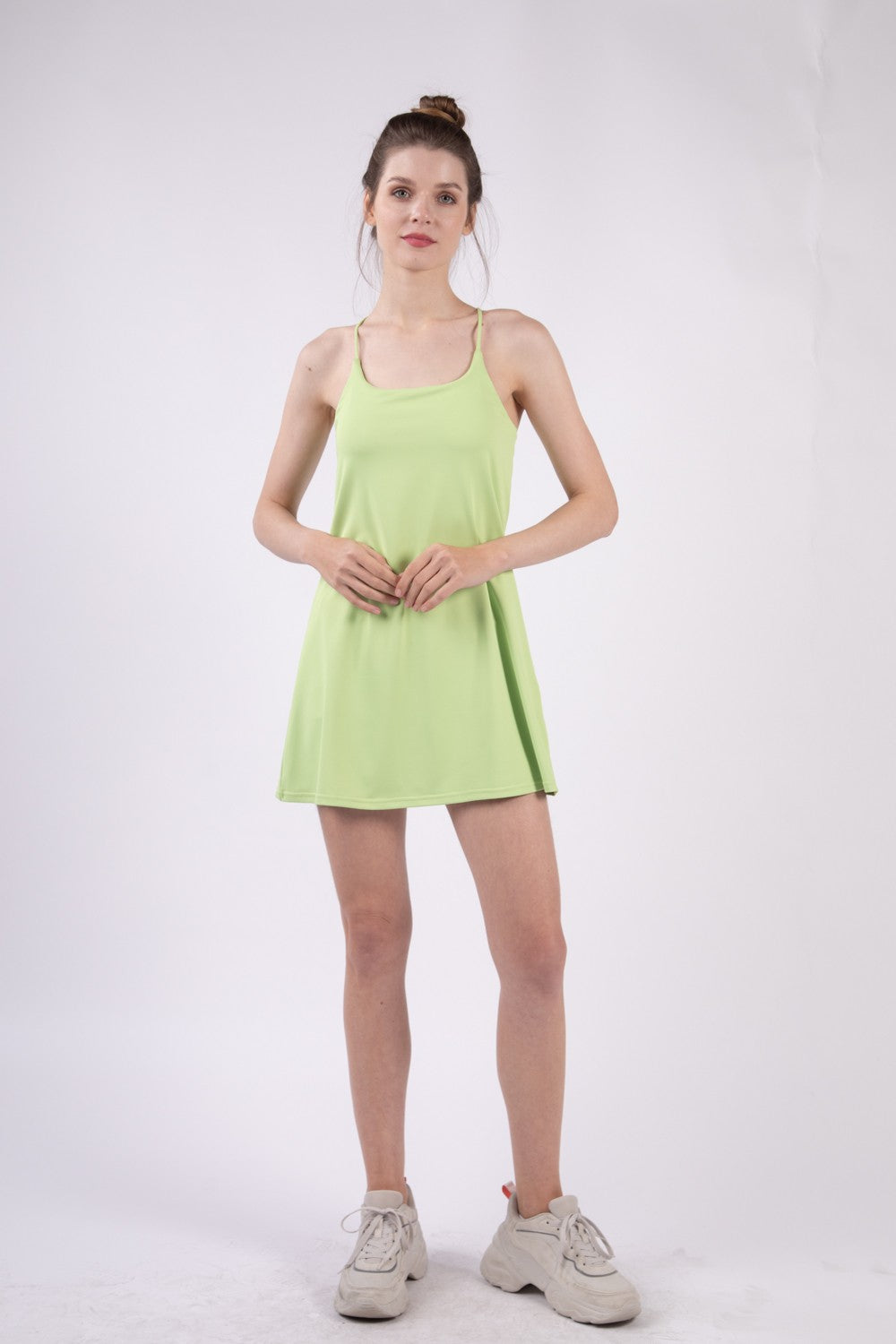 Sleeveless Active Tennis Dress with Unitard Liner