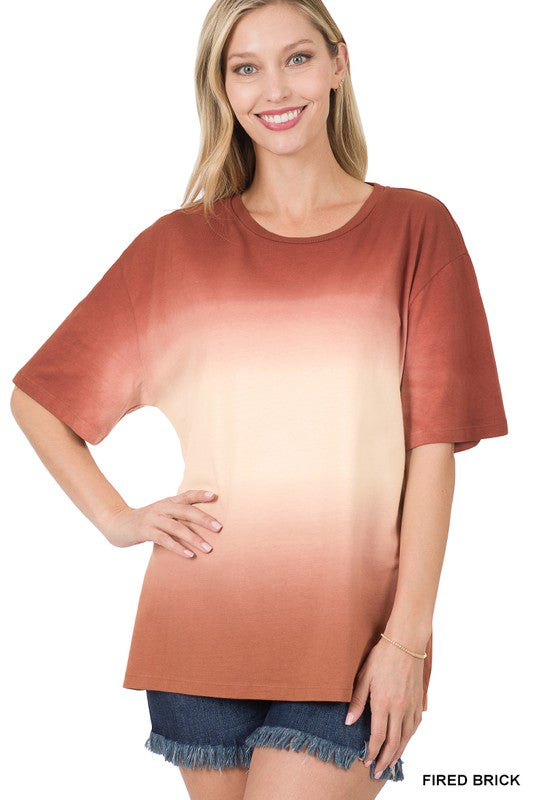 DIP DYE SHORT SLEEVE ROUND NECK TOP