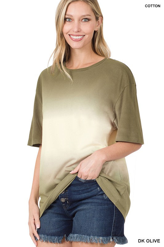 DIP DYE SHORT SLEEVE ROUND NECK TOP