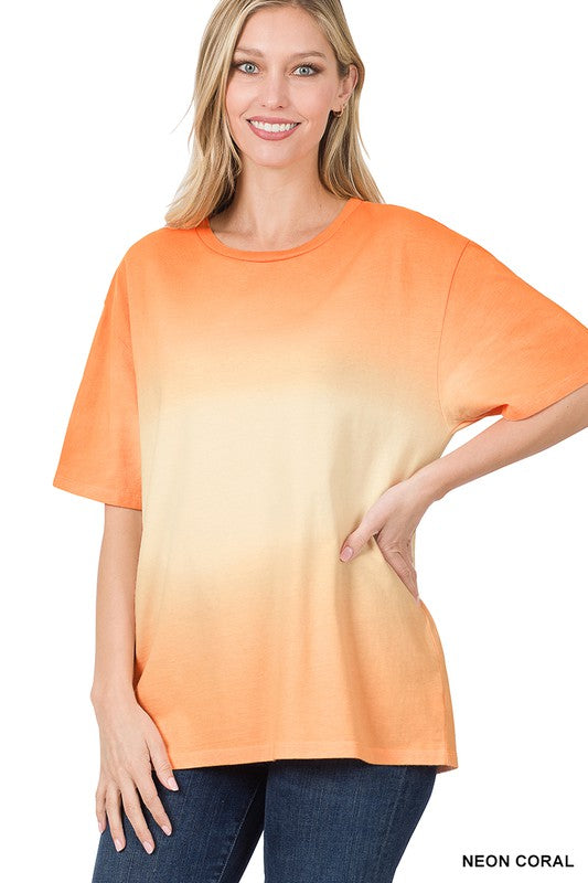 DIP DYE SHORT SLEEVE ROUND NECK TOP