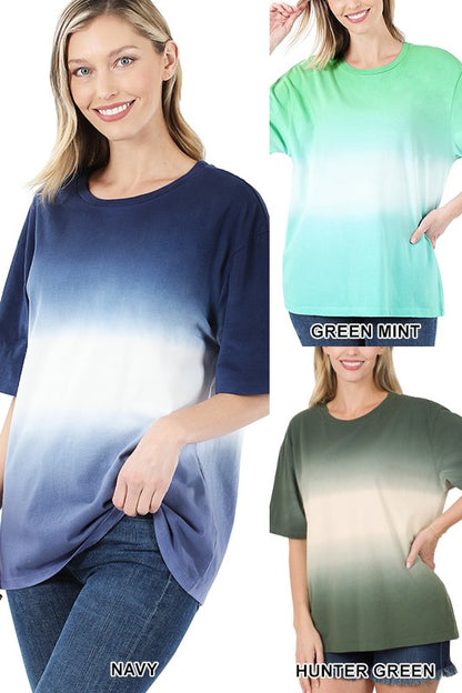 DIP DYE SHORT SLEEVE ROUND NECK TOP