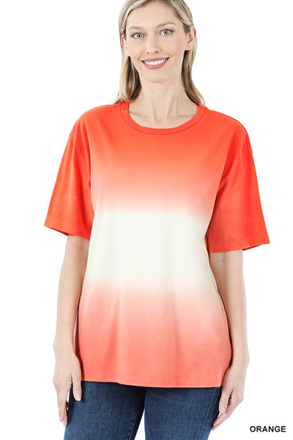 DIP DYE SHORT SLEEVE ROUND NECK TOP