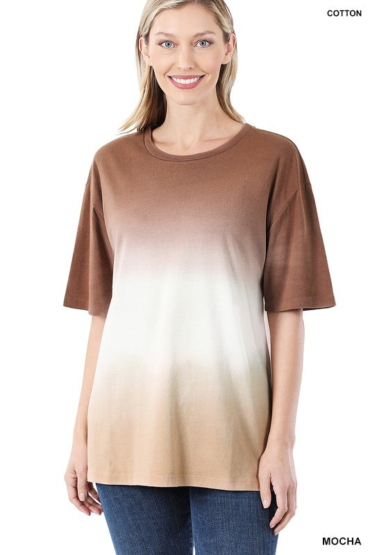 DIP DYE SHORT SLEEVE ROUND NECK TOP