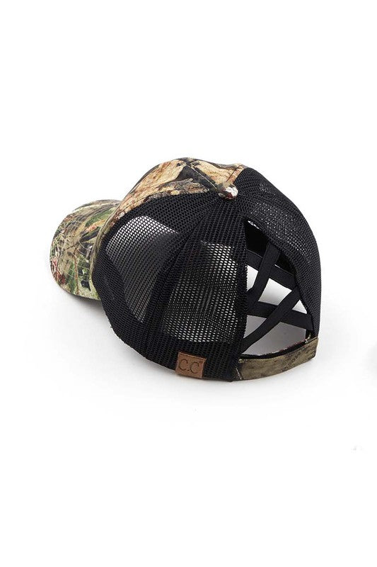 C.C Mossyoak Criss-Cross Pony Cap Hat