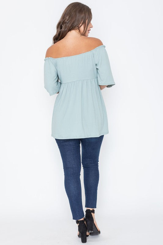 Solid Square Neck Babydoll Tunic