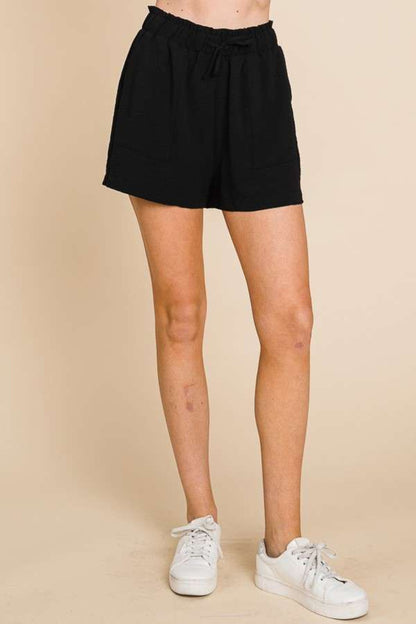 High Waist Paper Bag Shorts