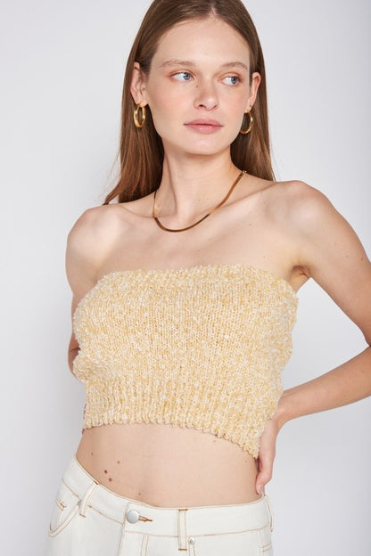 ELASTIC WAISTBAND FRINGED TUBE TOP