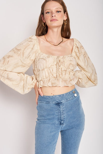 LONG SLEEVE WITH RUCHED DETAIL CROP TOP