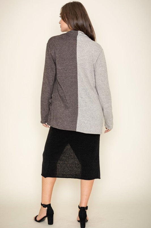 Two Tone Knit Cardigan