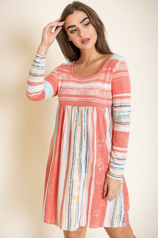 Stripe Empire Waist Midi Dress