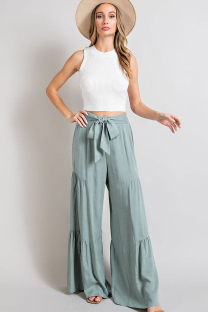 TIERED WIDE LEG PANTS