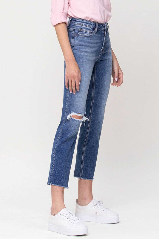 VERVET by Flying Monkey Mid-Rise Straight Crop Jeans