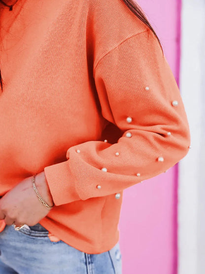 Pearl Detail Long Sleeve Sweatshirt