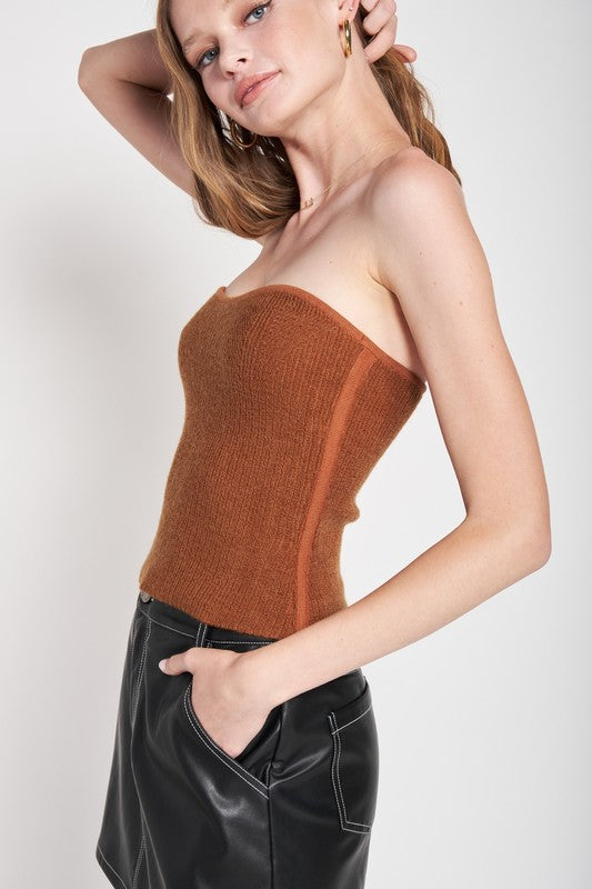 FUZZY SWEATER TUBE TOP