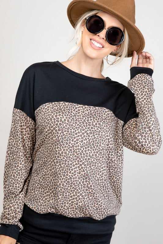 TERRY ANIMAL MIXED SWEATSHIRT TOP