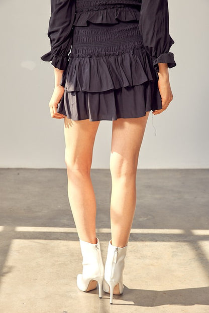 Contrast Smocking Detail Skort