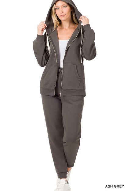 ZIPPER HOODIE SWEAT JACKET & SWEAT PANTS SET