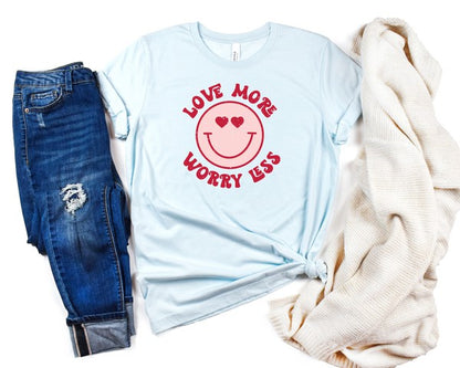 Love More Worry Less Smiley Face Softstyle Tee