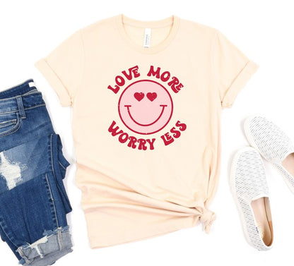 Love More Worry Less Smiley Face Softstyle Tee