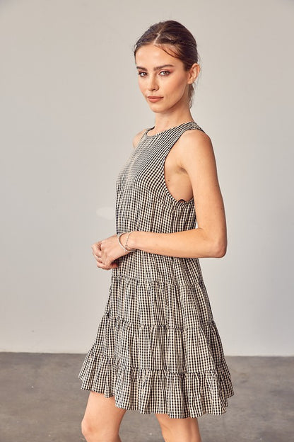 GINGHAM TIERED DRESS