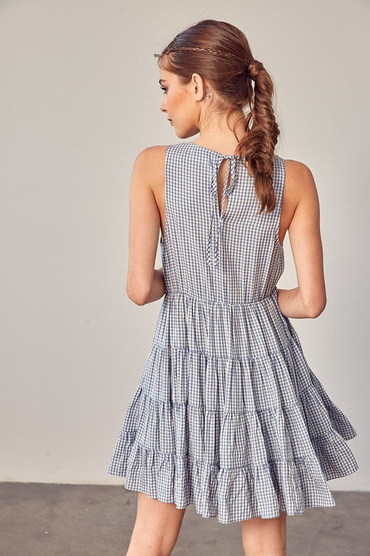 GINGHAM TIERED DRESS