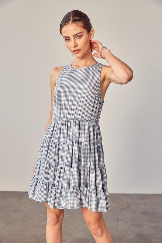 GINGHAM TIERED DRESS