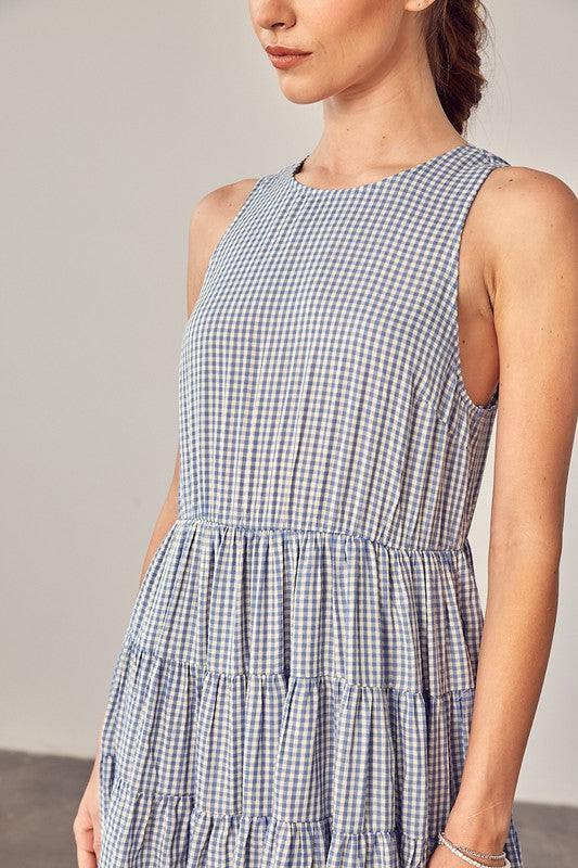 GINGHAM TIERED DRESS