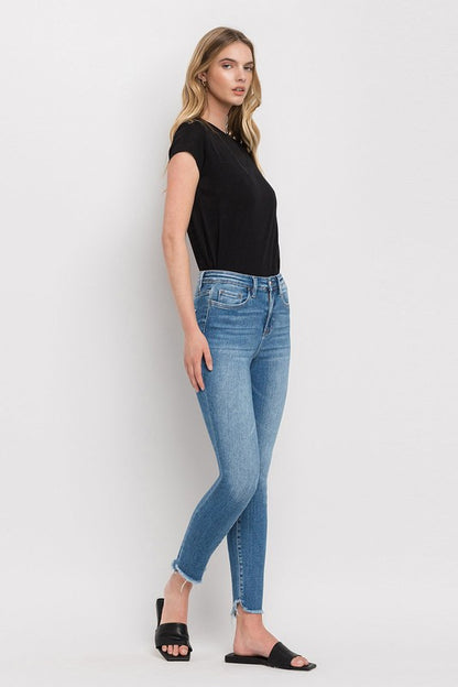 VERVET by Flying Monkey High Rise Raw Step Hem Ankle Skinny Jeans