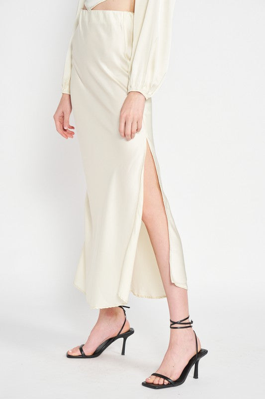 BIAS CUT MAXI SKIRT WITH SLIT