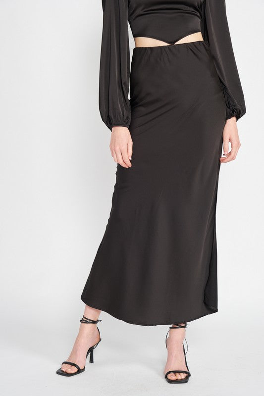 BIAS CUT MAXI SKIRT WITH SLIT