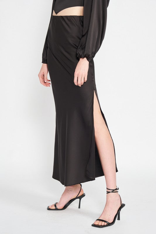 BIAS CUT MAXI SKIRT WITH SLIT