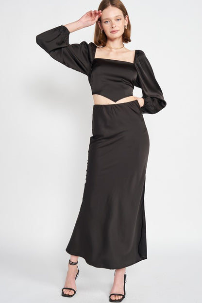 BIAS CUT MAXI SKIRT WITH SLIT