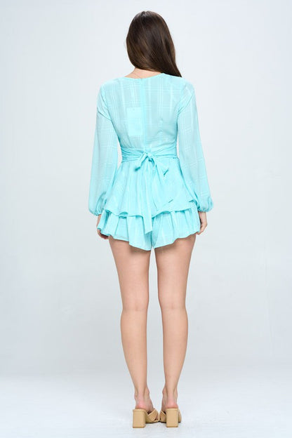 Long Sleeve Tiered Mini Romper