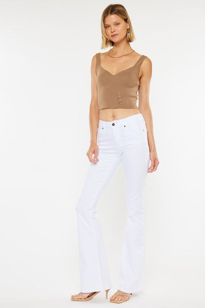 KAN CAN USA MID RISE WHITE FLARE JEANS