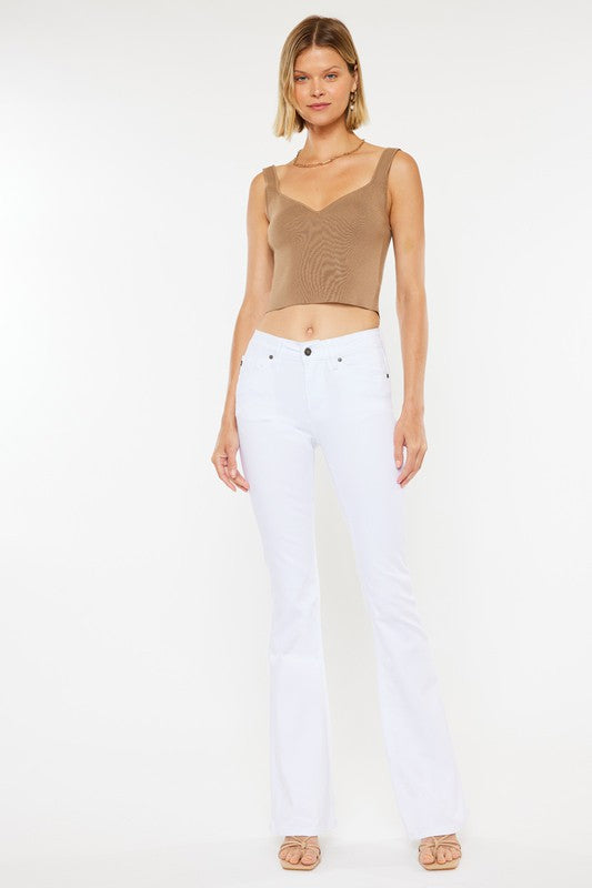 KAN CAN USA MID RISE WHITE FLARE JEANS