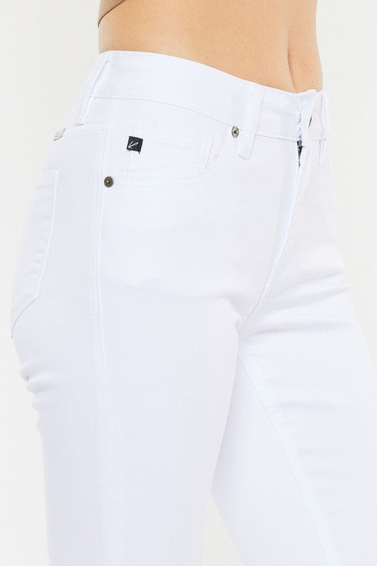 KAN CAN USA MID RISE WHITE FLARE JEANS