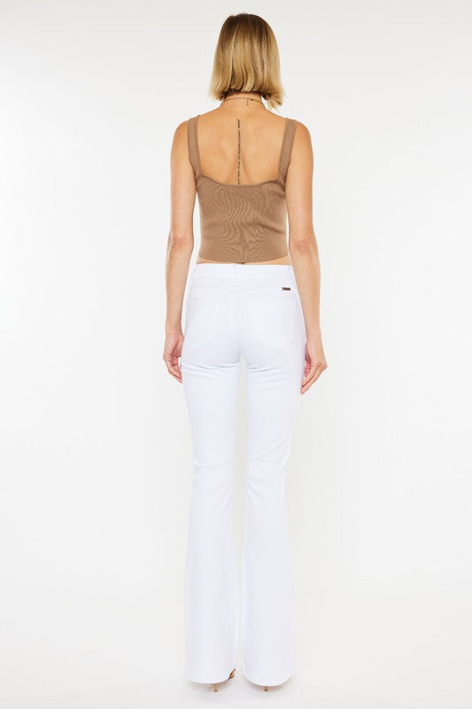 KAN CAN USA MID RISE WHITE FLARE JEANS