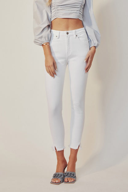 KAN CAN USA HIGH RISE ANKLE SKINNY WHITE JEANS