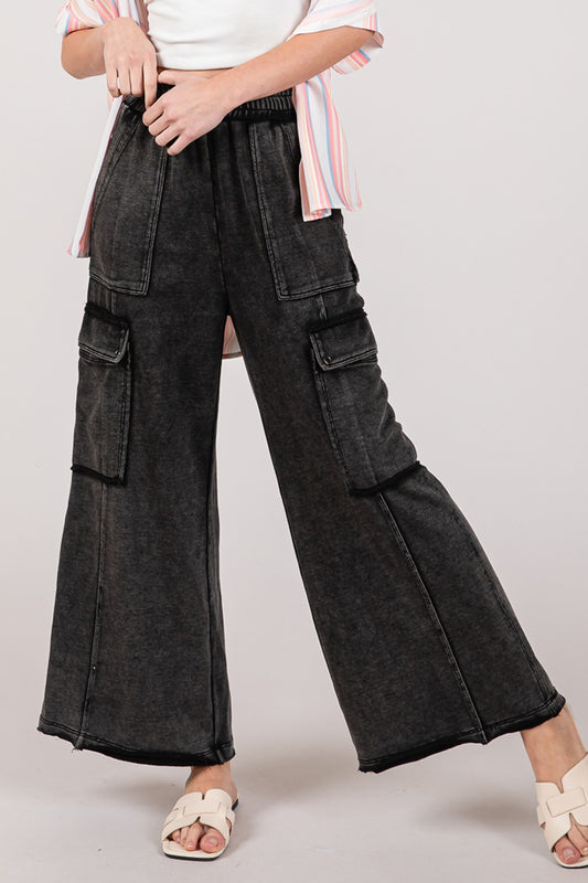 Knit Terry Mineral Wash Wide Leg Pants