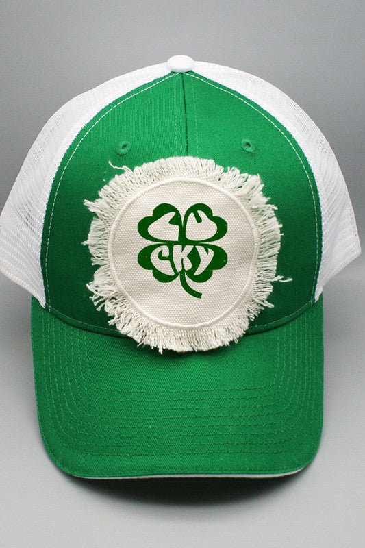 Lucky Cut Out Clover St Paddys Trucker Hat