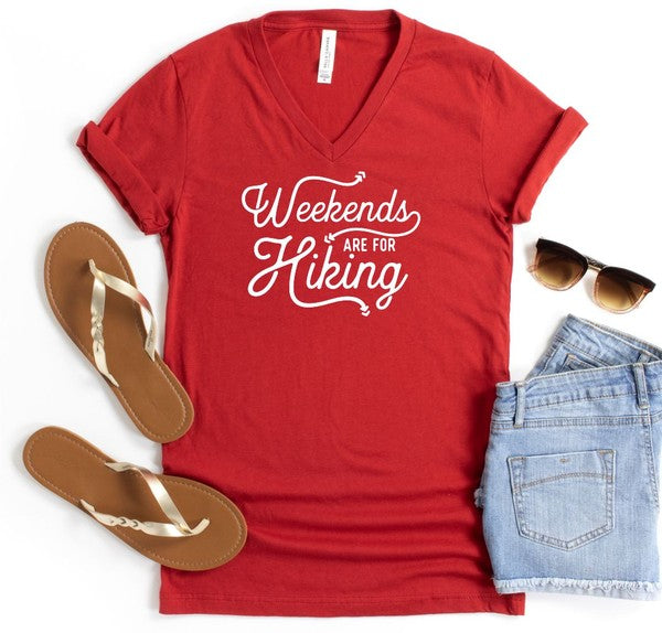 Weekends Are For Hiking V Neck Tee