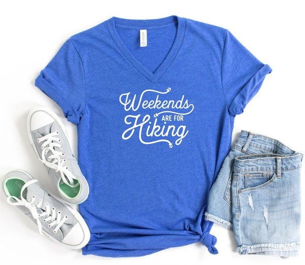 Weekends Are For Hiking V Neck Tee