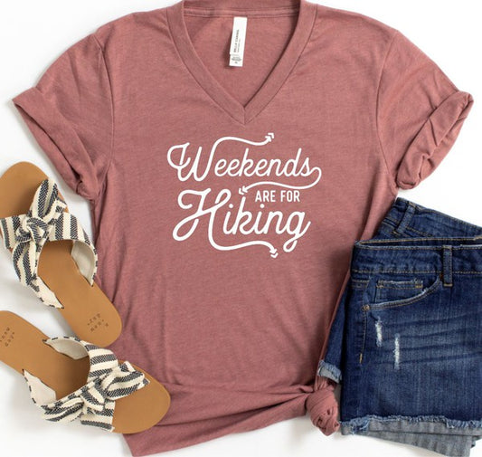 Weekends Are For Hiking V Neck Tee